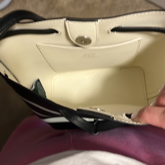 Black and White Striped LAUREN by Ralph Lauren Bucket Bag - Picture 2 of 3